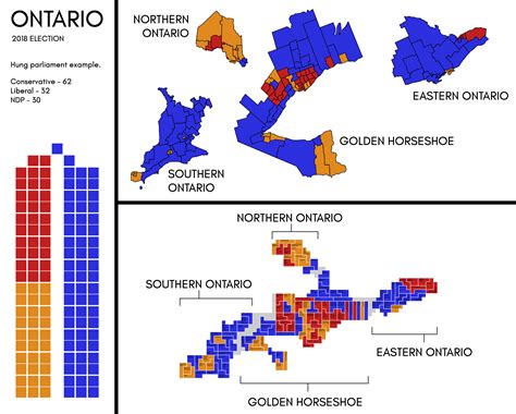 Map Of A Hypothetical Close Hung Parliament In The Ontario 2018
