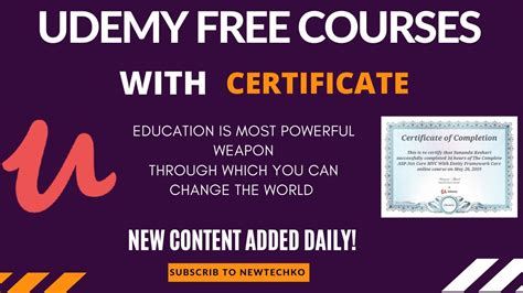 Udemy Free Courses Certificate Udemy Free Courses Free Udemy