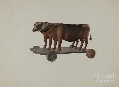 Toy Yoke Of Oxen Drawing By Joseph Goldberg Fine Art America