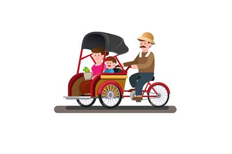 Becak Or Trickshaw Indonesian Traditional Graphic By Aryohadi