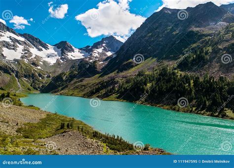 Beautiful Mountain Lake With Turquoise Multinskoe Stock Image Image