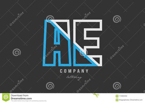 White Blue Alphabet Letter Ae a E Logo Icon Design Stock Vector ...