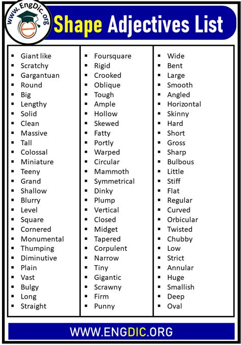 100 List Of Shape Adjectives In English Shape Words Engdic