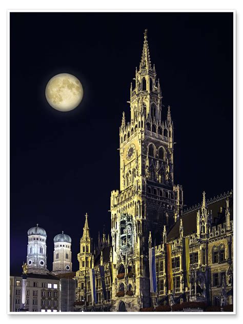 Night Scene From Munich Town Hall Print By Editors Choice Posterlounge
