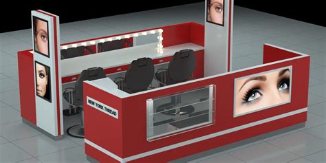 The basic information about our kiosk: The eyebrow thread kiosk with a plywood design in the mall ...