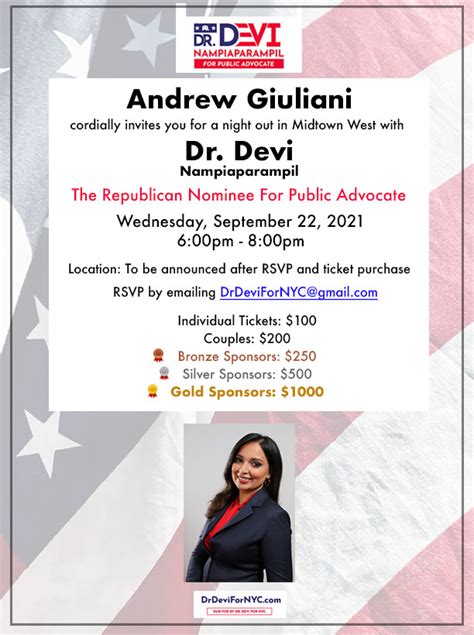 Fundraiser For Dr Devi With Andrew Giuliani The Queens Village Republican Club Onlinethe