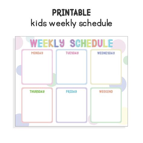 Kids Weekly Schedule Etsy