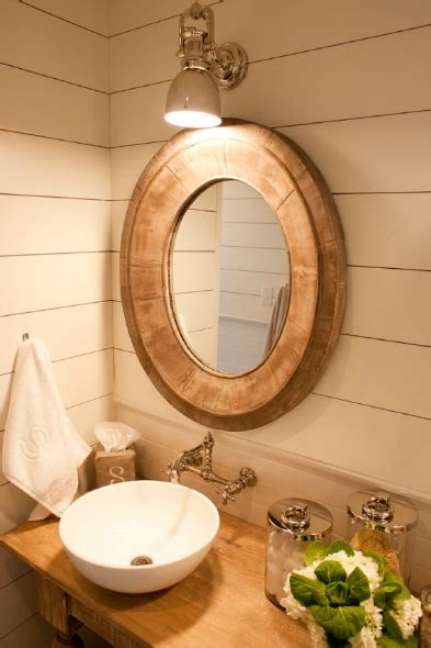 Shop for oval vanity mirror at bed bath & beyond. Oval Wood Mirror - Cottage - bathroom - Munger Interiors