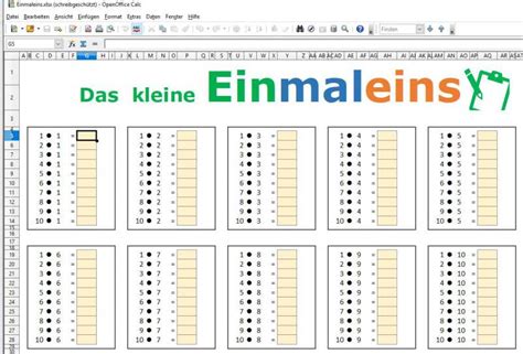 Klasse für mathematik an der grundschule. Das Grosse 1x1 Zum Ausdrucken