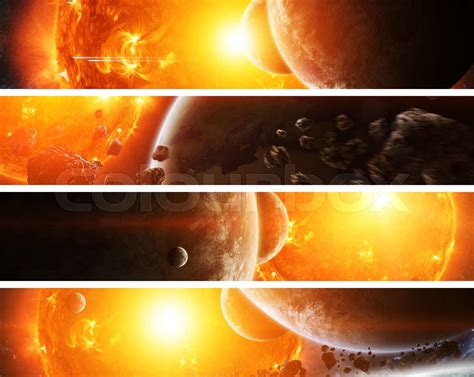 Exploding Sun In Space Close To Planet Stock Image Colourbox