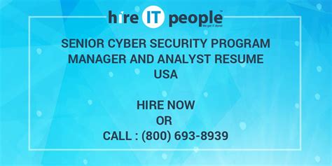 What you need to know. Senior Cyber Security Program Manager and Analyst Resume ...