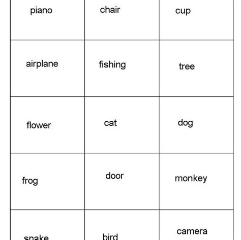 Pictionary Words Printable Cards Terrebook
