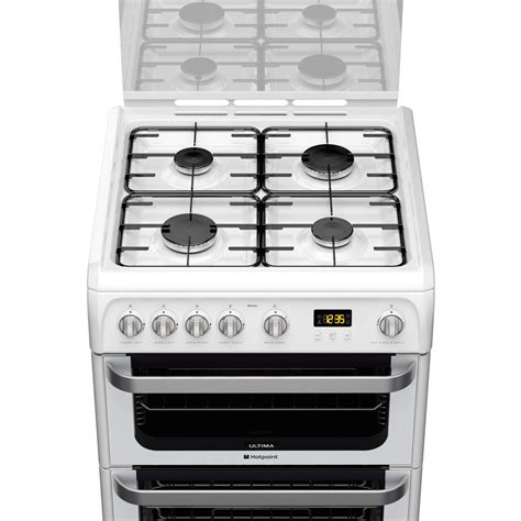 Hotpoint Hug61p Ultima 60cm Double Oven Gas Cooker White Appliances