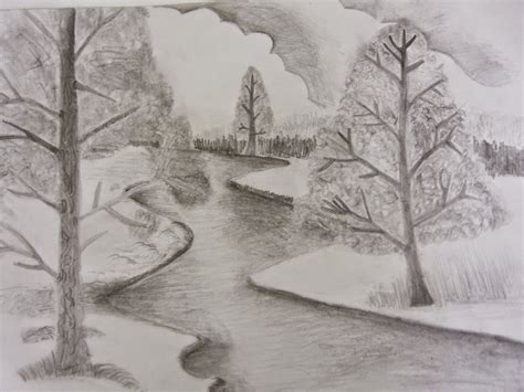 Beautiful Scenery Drawing With Pencil Easy Easy Drawing Ideas For