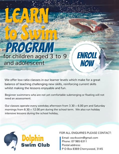 Spring Swim Lessons Flyer Template Postermywall