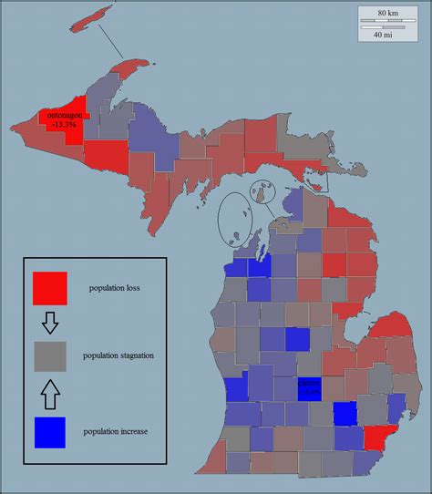 Michigan Population Change From 2000 To 2010 By County 972x1112 Oc