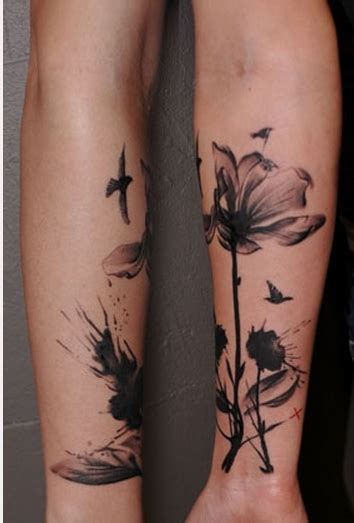 Black and white flowers tattoo. Atelier Joya: Flowers on Skin