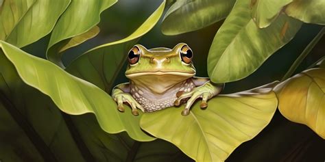 Dumpy Frog On Leaves Frog Amphibian Reptile Generative Ai 32493182