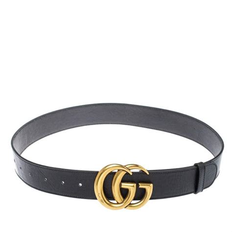 Gucci Black Leather Gg Marmont Buckle Belt 75cm Gucci The Luxury Closet