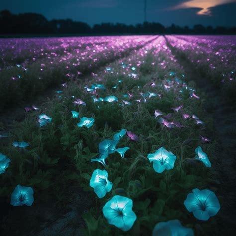 A Glowing Bioluminescent Symphony Of Flowers Imagined By Ai