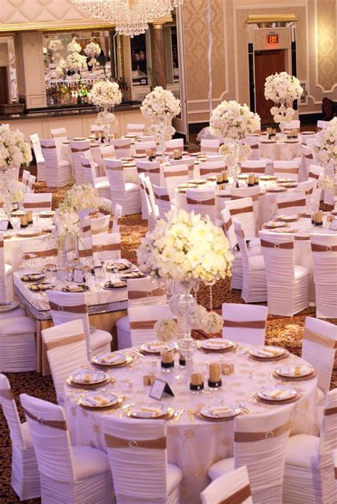 Pair purple with gold for a refined feel, with ivory and white for a fresh look or with black for a gothic wedding. Gold Wedding Reception
