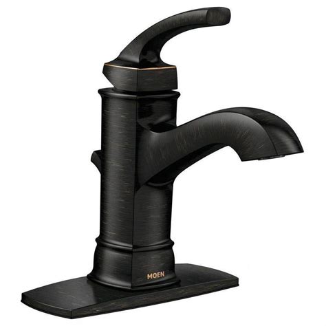 One handle controls hot water, and the other controls cold. MOEN Hensley Single Hole 1-Handle Bathroom Faucet in ...