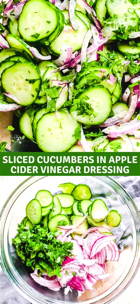 Taste and season with a pinch of salt. Super Delicious Sliced Cucumbers in Apple Cider Vinegar ...