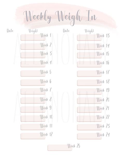Weight Loss Journal Printable Weight Loss Tracker Instant Etsy