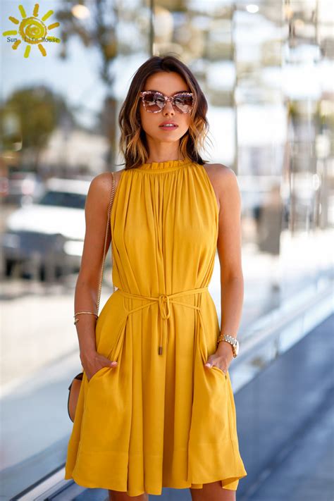 Womens Summer Dresses 2015 Summer Yellow Dress Women New Fashion Style