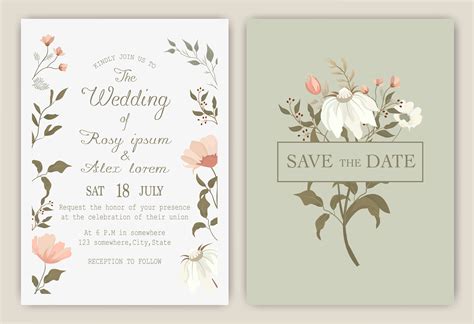 Wedding Invitation Card With Colourful Floral And Leaves 676480 Vector