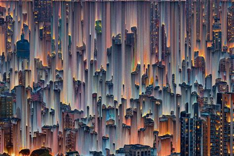 Painting Of City Buildings Glitch Art Concept Art Photo Manipulation