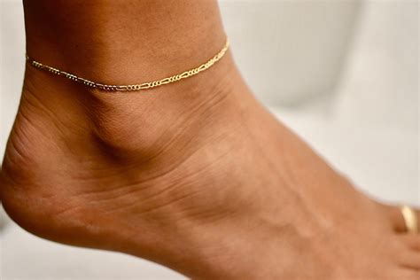 Simple Anklet Anklet Gold Anklets Figaro Anklets Anklets Etsy