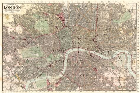 Vintage Map Of London 1880