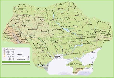 Where is ukraine in the world. Ukraine physical map