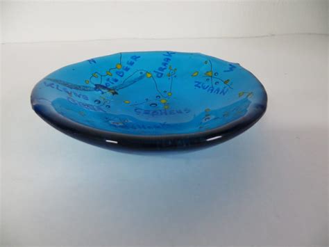 Fused Glass Bowl In Blue With Starry Sky Galaxy In Common Etsy