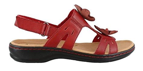 Clarks Leisa Claytin Flat Sandal In Red Leather Red Lyst