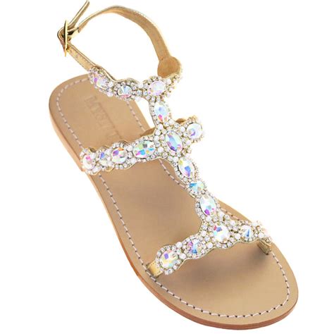 Maui Womens Gold Leather Gladiator Jeweled Sandals Mystique Sandals
