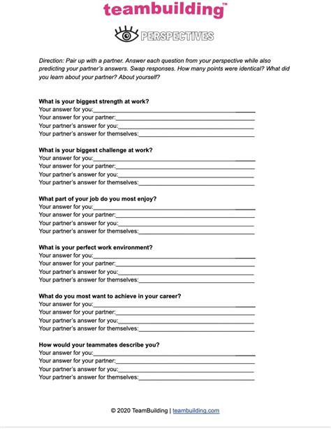 Team Building Worksheets Free Templates