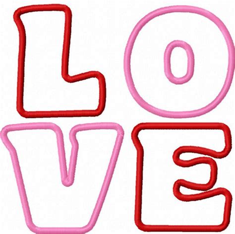 Valentines Day Love Applique Machine Embroidery Deisgn Etsy