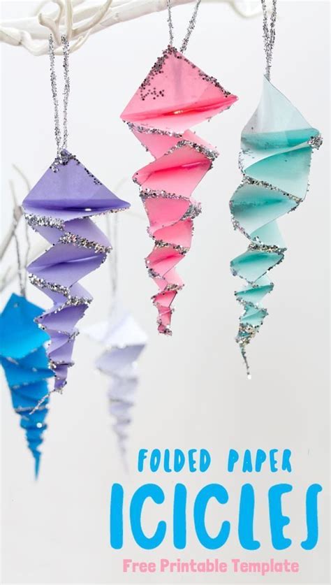 Folded Paper Icicles Icicle Crafts Winter Crafts For Kids Crafts