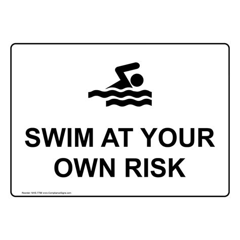 White Swim At Your Own Risk Sign Or Label With Symbol