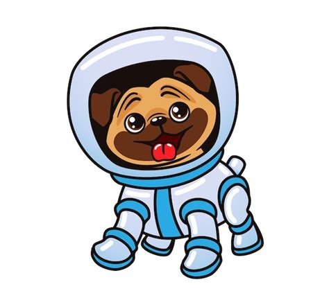 Premium Vector Little Pug Dressed In Space Suit Astronaut Dog