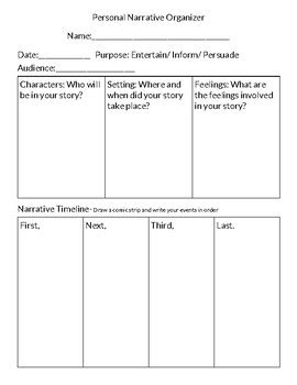 Results For Personal Narrative Planning Sheet TPT