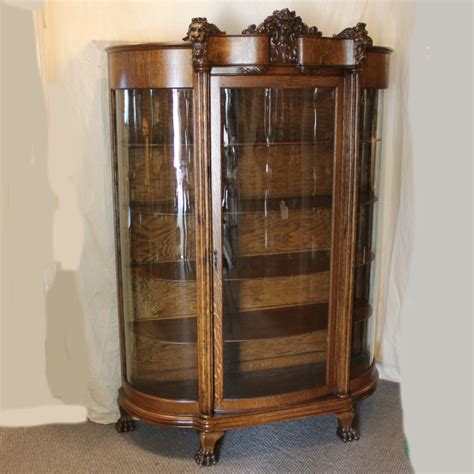 Bargain Johns Antiques Antique Oak China Curio Cabinet With Detailed