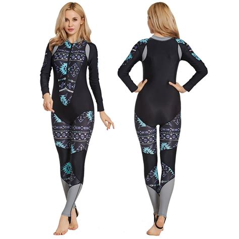 C277 New Womens One Piece Wetsuit Long Sleeve Sun Protection Swimsuit