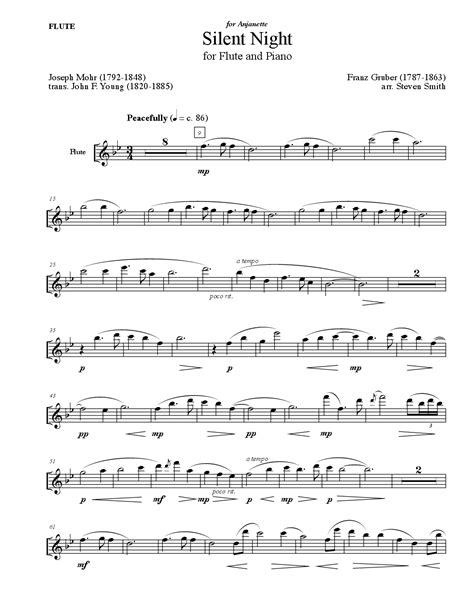 Music Sheet Silent Night For Flute Sheet Music