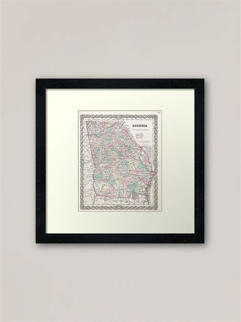 Vintage Map Of Georgia 1855 Framed Art Print By Bravuramedia