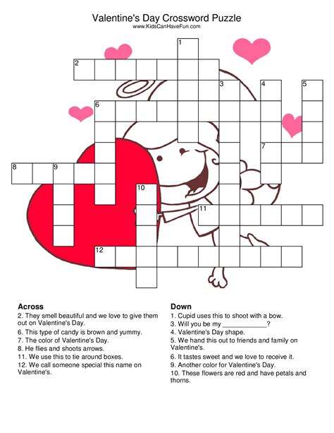 Valentines Day Crossword Puzzle Valentines Word Search Valentine