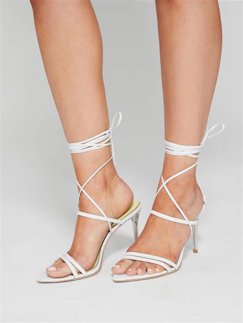 Strappy Lace Up Heeled Sandal True White Womens Marciano Shoes ⋆