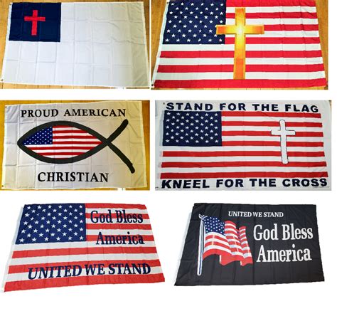 Assorted Six Pack Of Christian And Patriotic 3x5 Flags Rough Tex 100